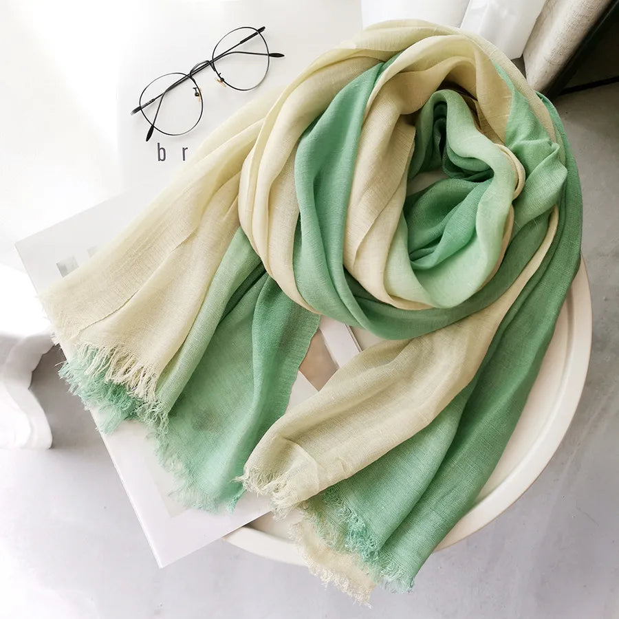 women's elegant gradient color cotton scarves & gloves