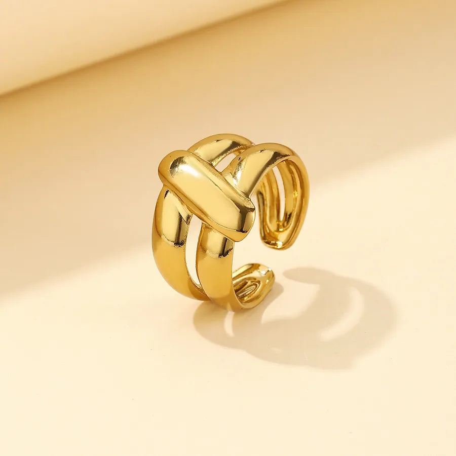 Wholesale Jewelry Artistic Solid Color 304 Stainless Steel 14K Gold Plated Rings