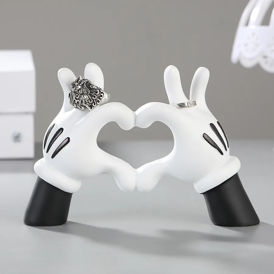 Cartoon Style Cute Gesture Heart Shape Resin Ornaments Artificial Decorations