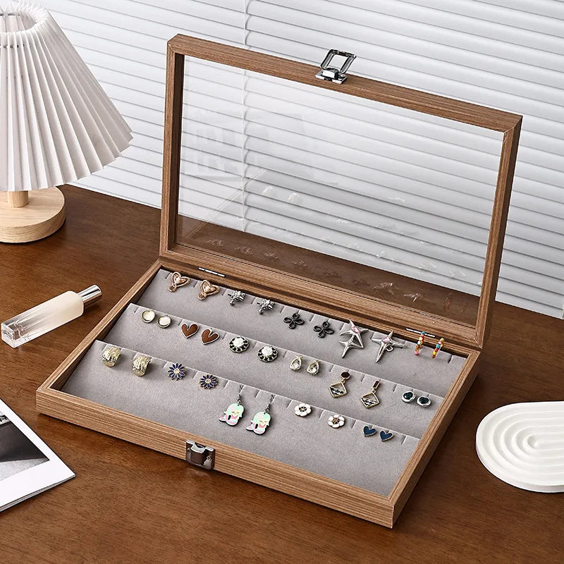 Large Capacity Rosewood Jewelry Storage Box Ring Earring Necklace Bracelet Solid Wood Display Case Anti-Oxidation Accessories