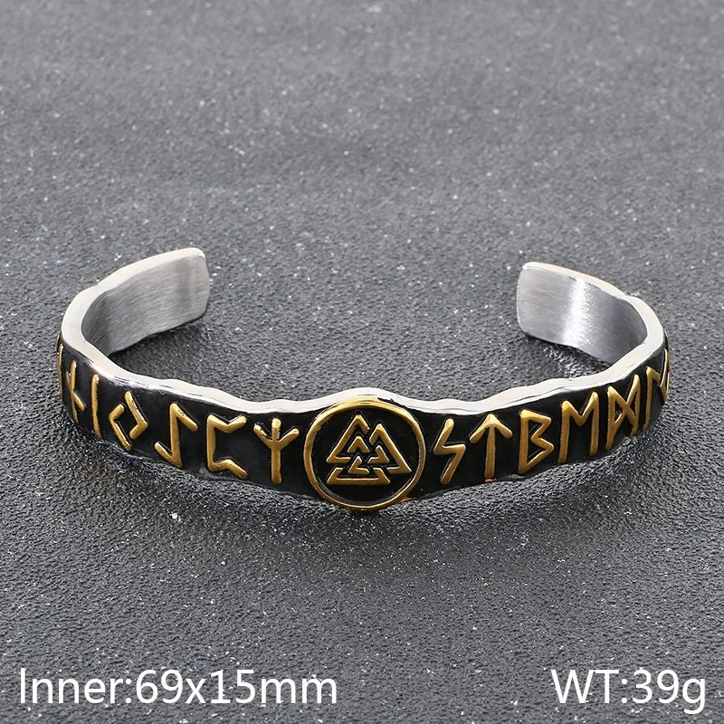 Viking Fashion Retro Stainless Steel Letter Triangle Men's Bracelet