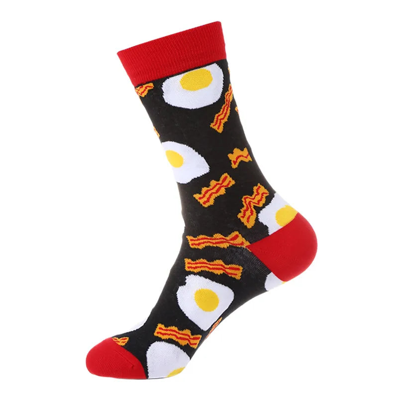 Men's Cute Streetwear Rabbit Smile Face Cotton Jacquard Crew Socks 10 Pairs Per Pack