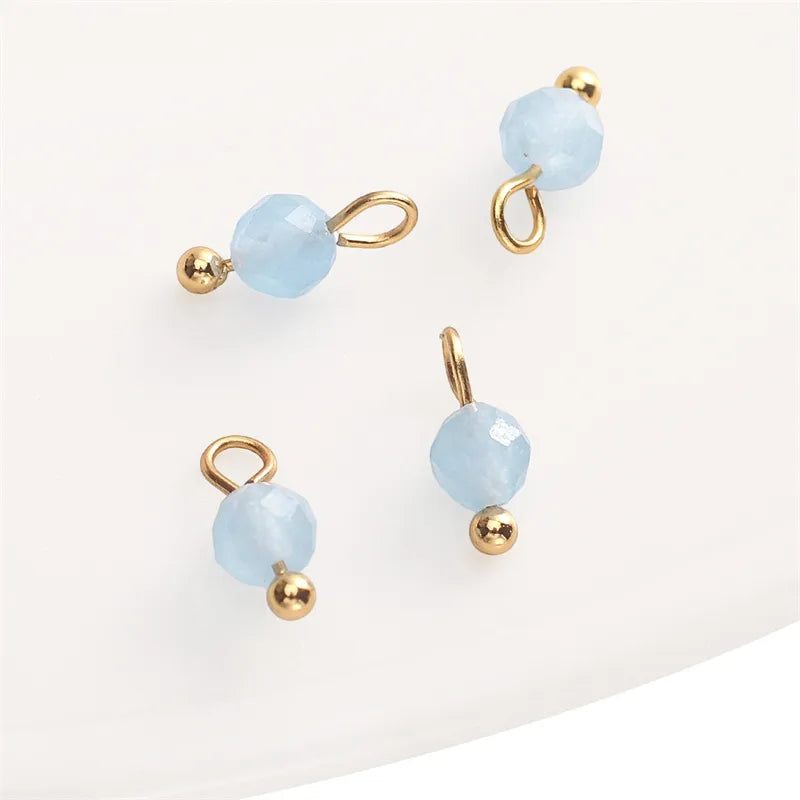 Handmade Natural Stone Pendant Beads Small Drop Earrings Bracelet Necklace Weaving Material Accessories Simple Style Jewelry