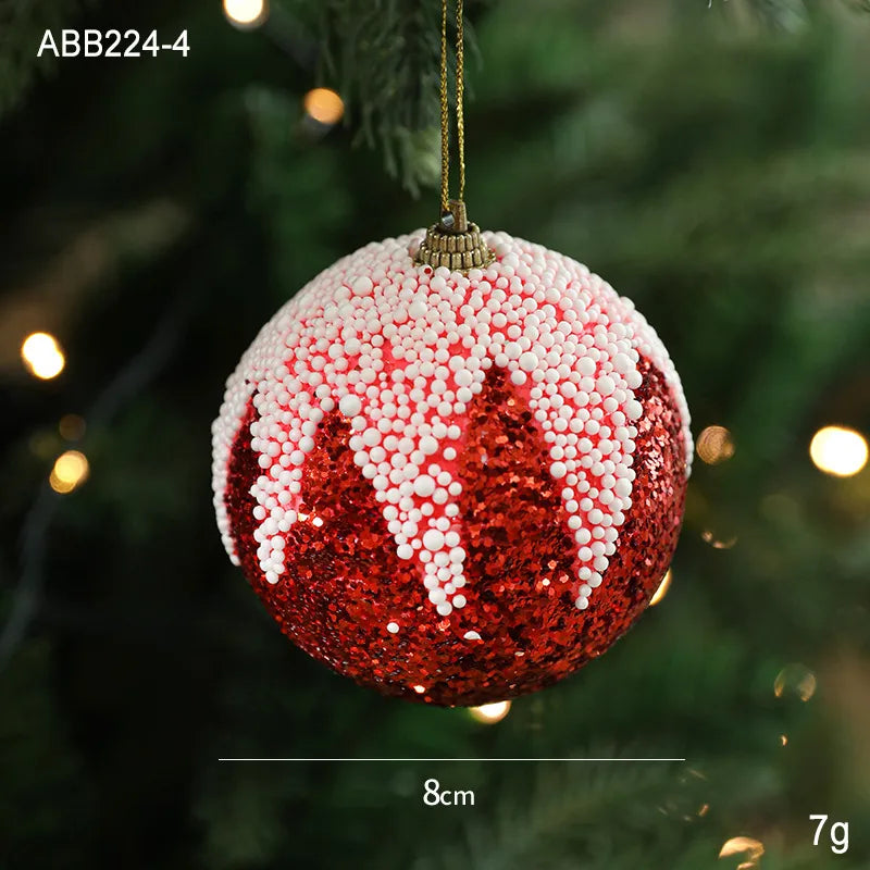 8CM Christmas Ball Creative Foam Decoration Ball Ornament For Christmas Tree Festive Atmosphere Costuming  Style