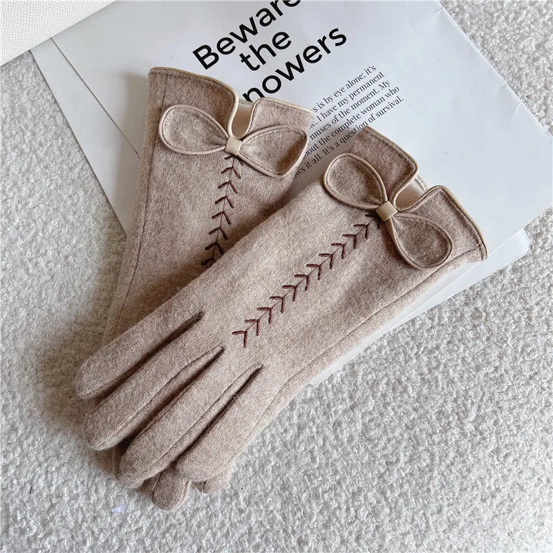Women's Basic Lady Simple Style Bow Knot Gloves