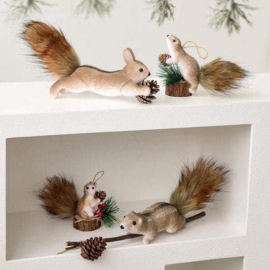 Creative Squirrel Christmas Decoration Small Hanging Ornament Realistic squirrel design Perfect gift for holiday decoration
