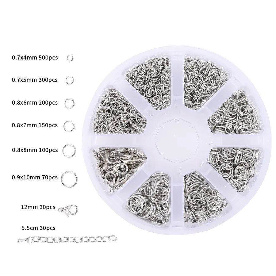 Handmade Beading Jewelry Accessories Kit Earring Hook Bracelet Necklace Material Tool Set Round Circle Chain Metal Simple Design