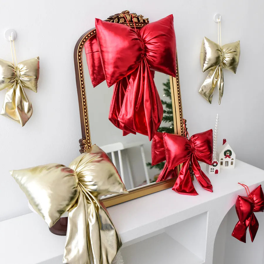 Nuchi Christmas Decorative Bowknot Christmas Tree Hanging Ornament Festive Scene Arrangement European Style Simple Design