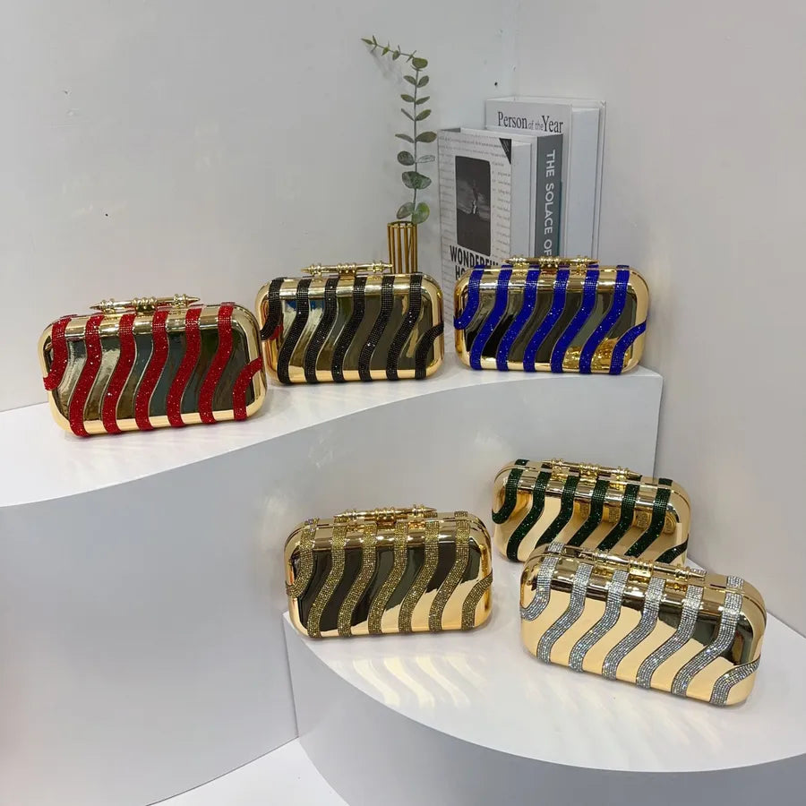 Striped Sequin Acrylic Bag Dinner Bag Fashionable Sequins Clutch Cheongsam Formal Dress Evening Bag