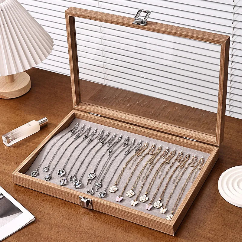 Large Capacity Rosewood Jewelry Storage Box Ring Earring Necklace Bracelet Solid Wood Display Case Anti-Oxidation Accessories