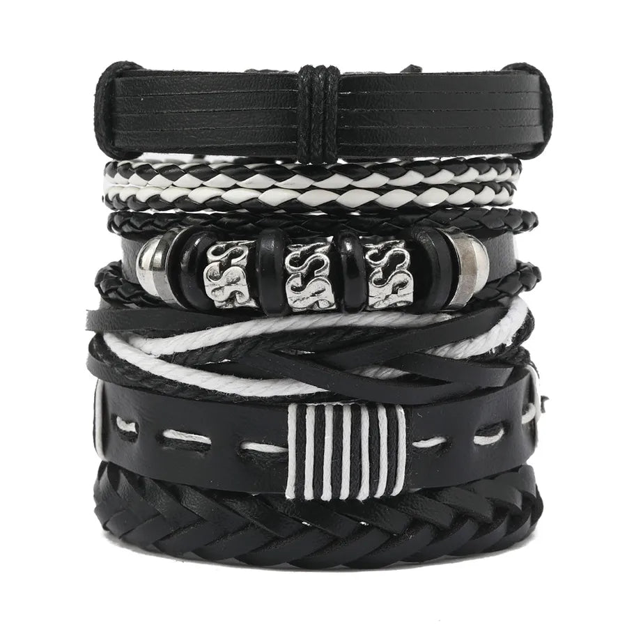 hip-hop solid color pu leather men's bangle 1 piece