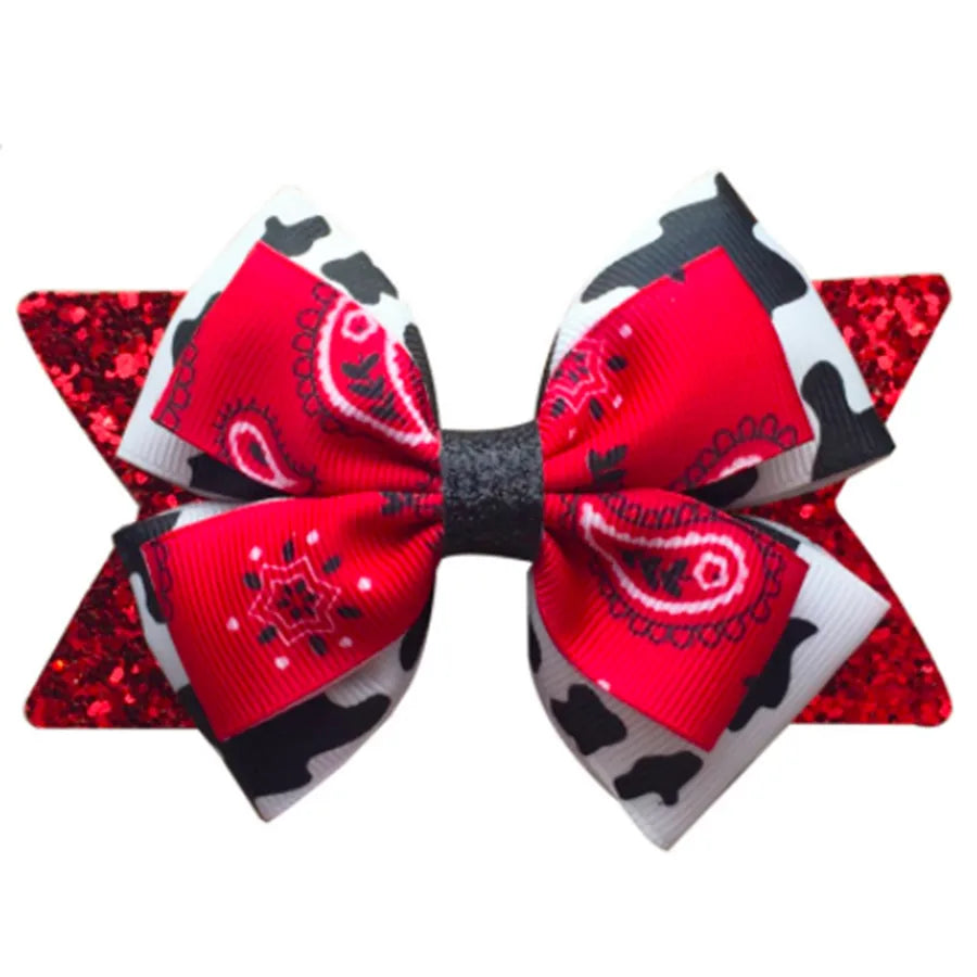 Hot Selling  Milk Bow Western Denim cowgirl   Children's Hairpin