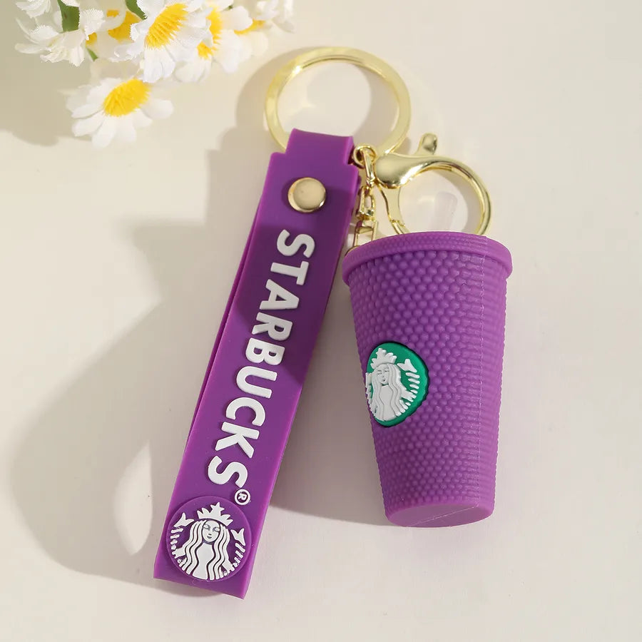 1 Piece IG Style Cute Simple Style coffee brand Coffee Cup Alloy soft glue Inlay PVC Soft Rubber Imitation Gold  Lobster Trigger Clasp Closure Keychain