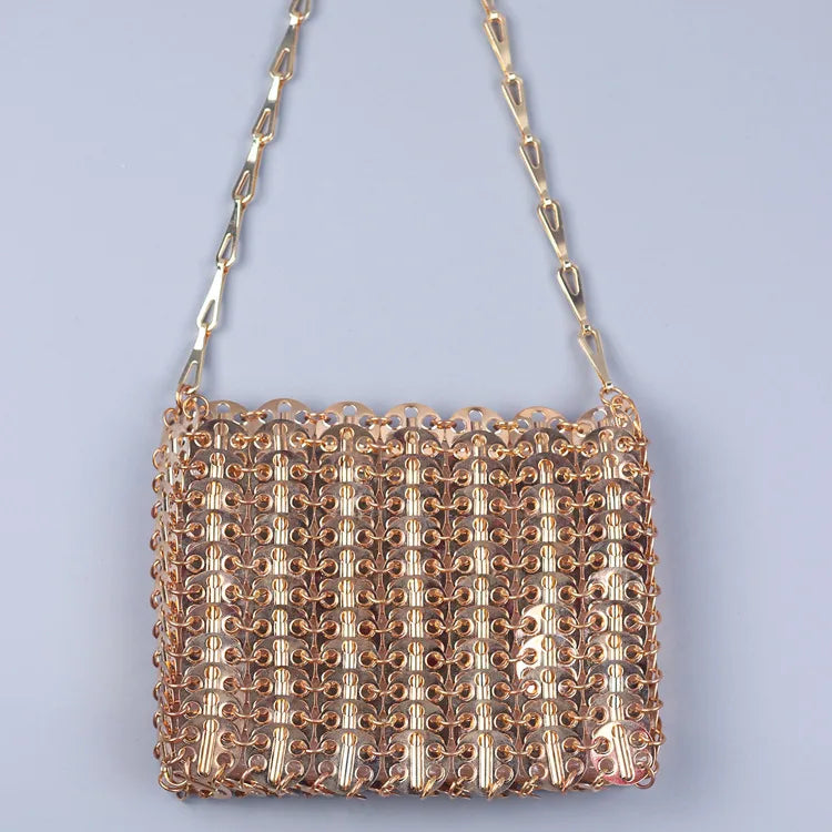 Women's Small Arylic Solid Color Streetwear Sequins Square Open Crossbody Bag
