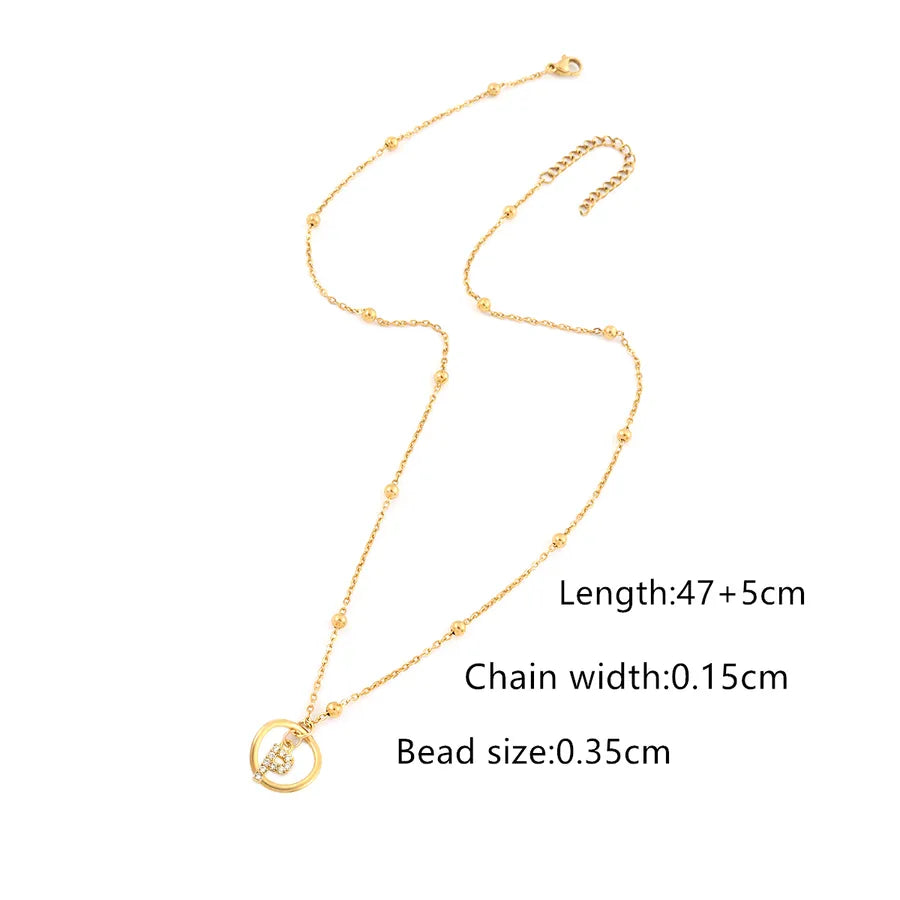 Wholesale Jewelry Casual Elegant Simple Style Letter 201 Stainless Steel 304 Stainless Steel Copper Zircon ball chain Pendant Necklace