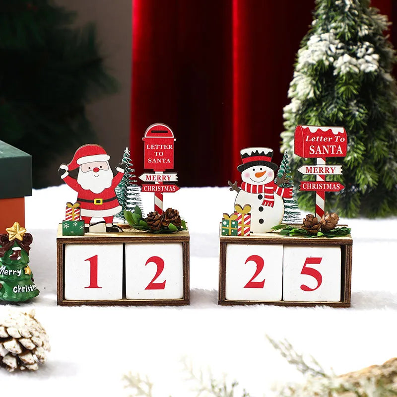 Christmas Wooden Pinecone Countdown Calendar Decorative Mailbox Countertop Ornaments Business Countryside New Style