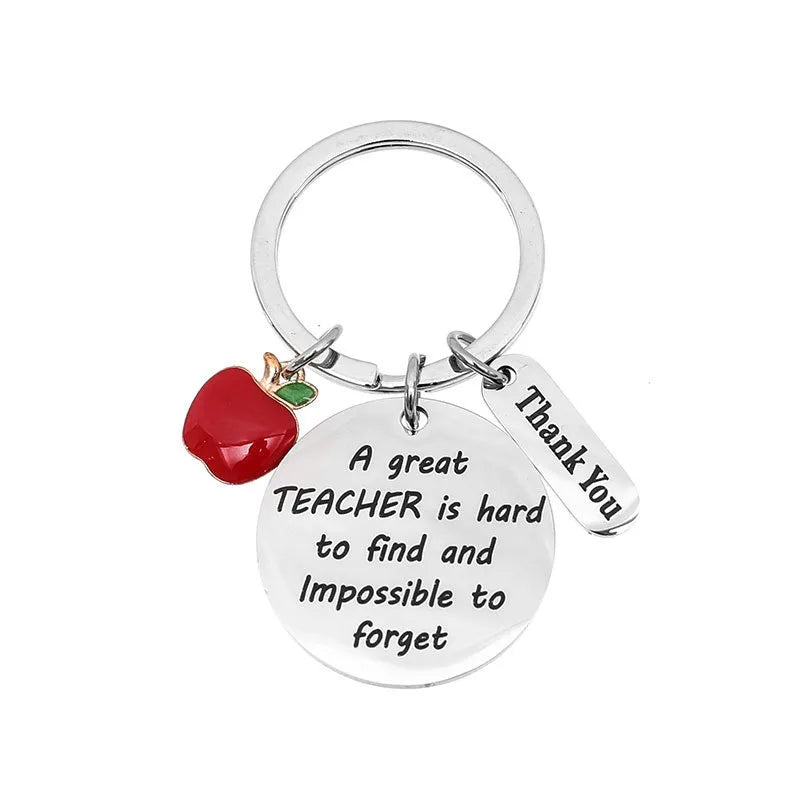 Fashion Letter Apple Metal Titanium Steel Teachers' Day Unisex Bag Pendant Memorial Keychains