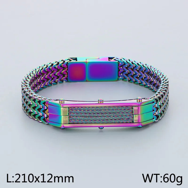 Hip-Hop Solid Color 304 Stainless Steel 18K Gold Plated Men's Bracelets
