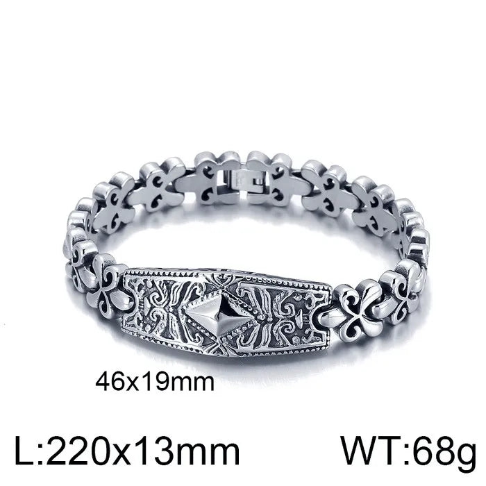 hip-hop solid color rhombus titanium steel patchwork plating bracelets 1 piece