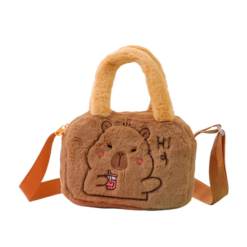 Spot Cute Crossbody Bag Kindergarten Girls Hand Bag New Cartoon Plush Capybara Shoulder Bag Children