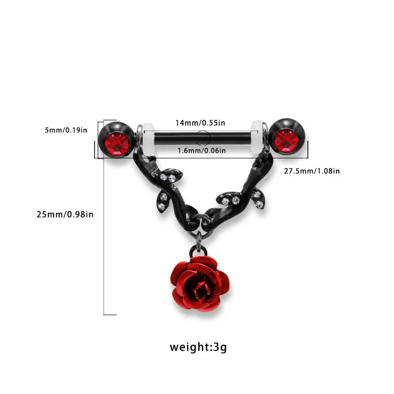 1 Piece Nipple Rings & Studs Hip-Hop Rock Animal Heart Shape 316 Stainless Steel  Alloy Copper Plating Inlay Rhinestones Zircon Black Plated