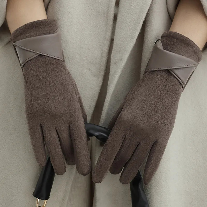 New Style Women's Winter Fashion Warm Gloves Touch Screen Compatible Fleece Lined Cycling Windproof Elegant Basic Style
