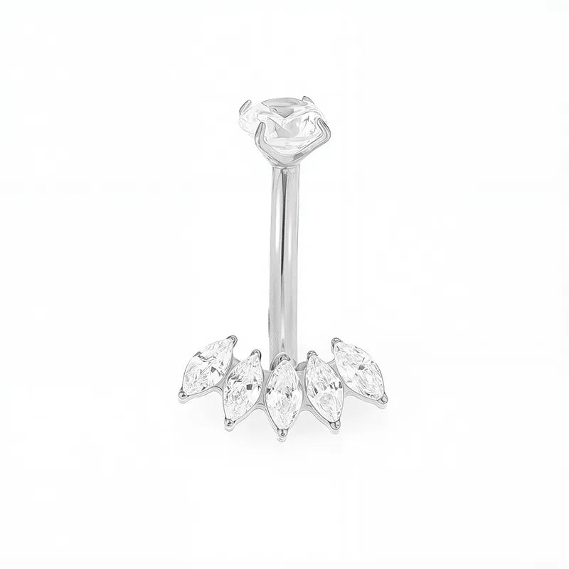1 Piece Belly Rings Casual Cute Hip-Hop Water Droplets Heart Shape Crown Titanium Alloy Plating Zircon 18K Gold Plated