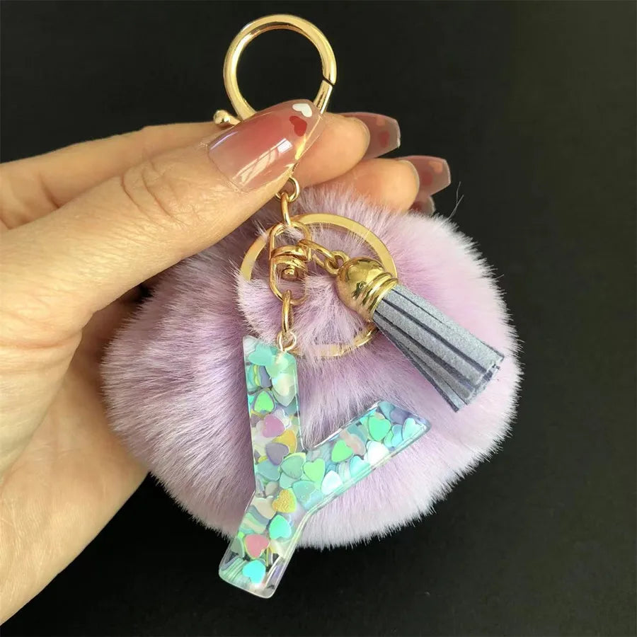 Cute Simple Style Letter Hairball Resin Unisex Bag Pendant Keychain