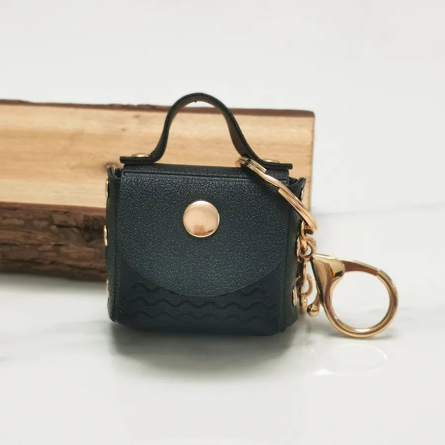 Simple Style Solid Color Pu Leather Women's Keychain