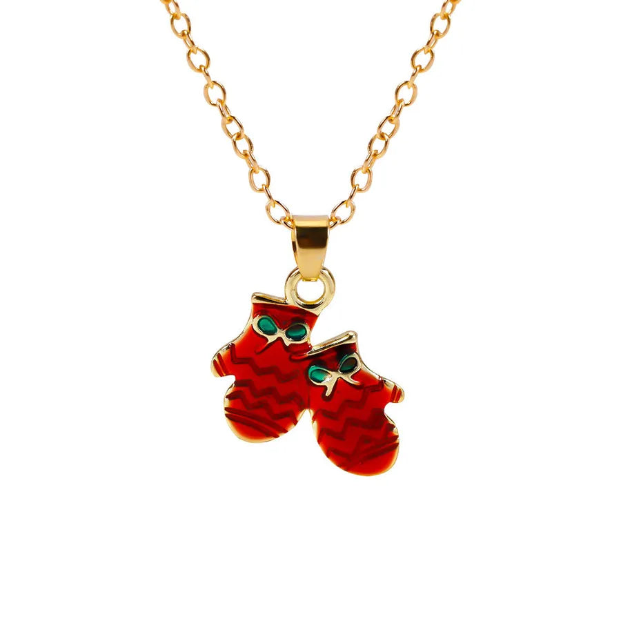 Christmas Themed Alloy Pendant Necklace With Bell Snowflake Design Geometric Pattern For Men And Women Christmas Tree Santa Claus Deer Stick