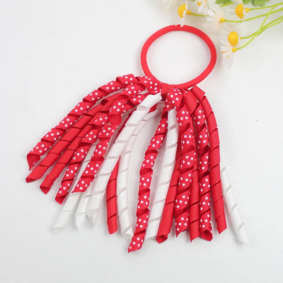 explosions girls' hair accessories wave point printing roll belt head rope rubber band children's accessories long ponytail hair accessories wholesale