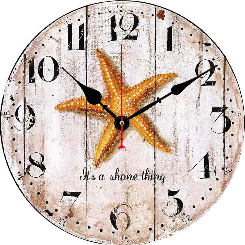 silent wall clock retro wood ocean clock wall sticker simple wall clock retro explosion hanging clock