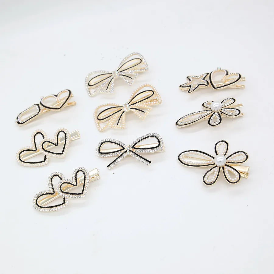diamond-studded bow alloy hair clip