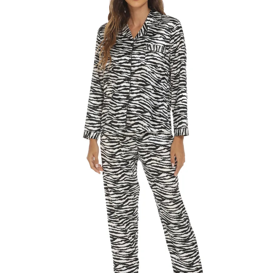women's fashion flower leopard polyester button pants sets