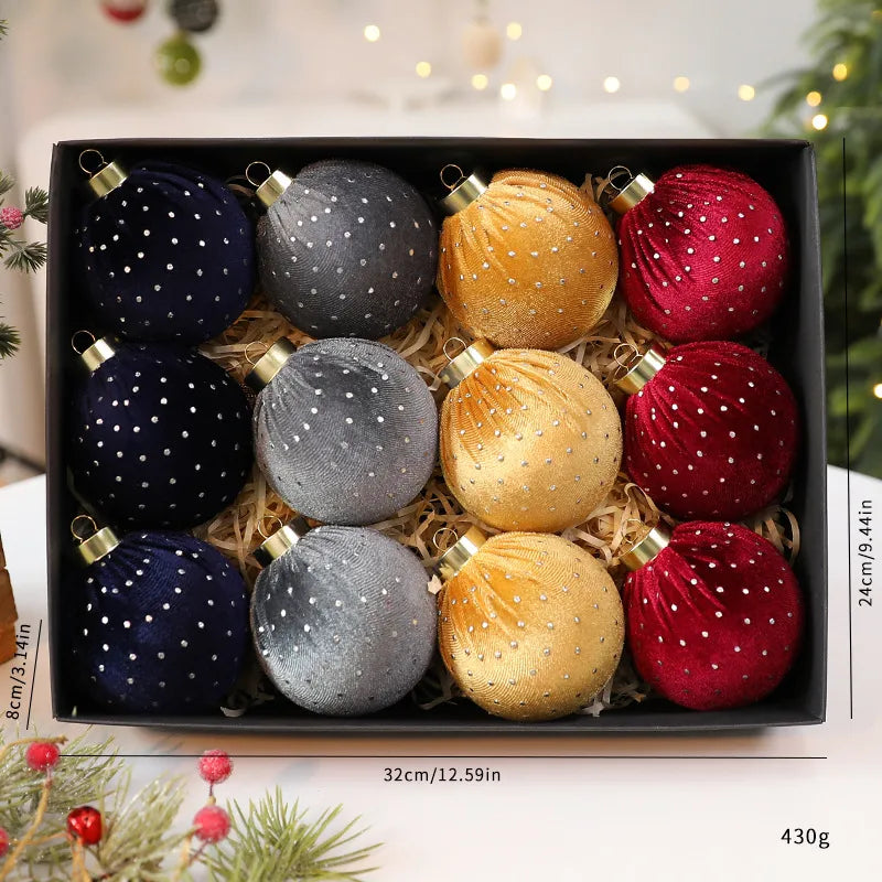 Luxurious Velvet Christmas Ball Ornament Star Embellished Christmas Tree Decoration Festive Fabric Star Stuffed Ball Hanging