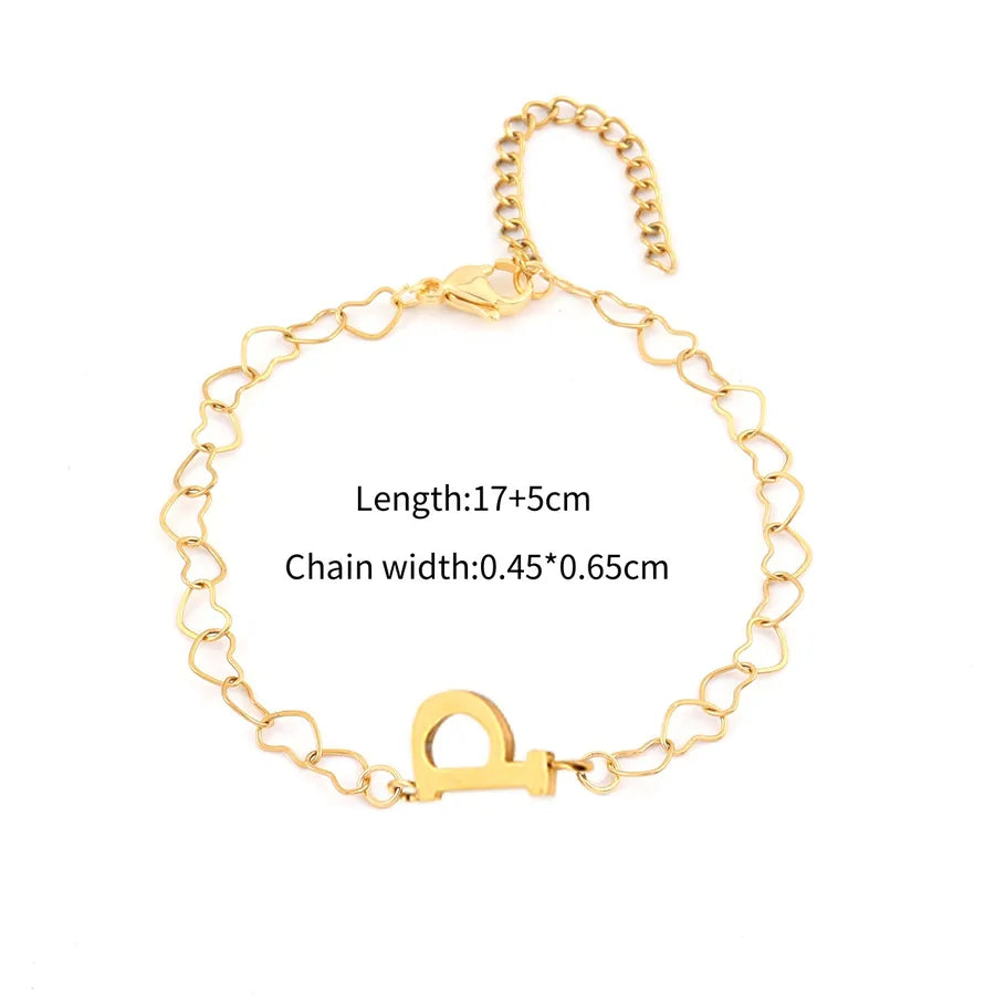 Simple Style Classic Style Letter 201 Stainless Steel 304 Stainless Steel Heart-Shaped Chain Bracelets In Bulk