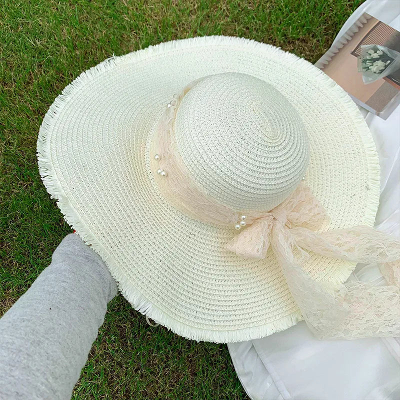 Women's Cute Sweet Solid Color Big Eaves Straw Hat
