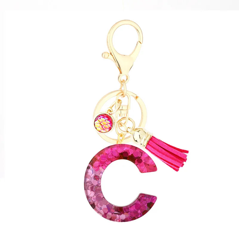 1 piece fashion letter resin patchwork unisex keychain