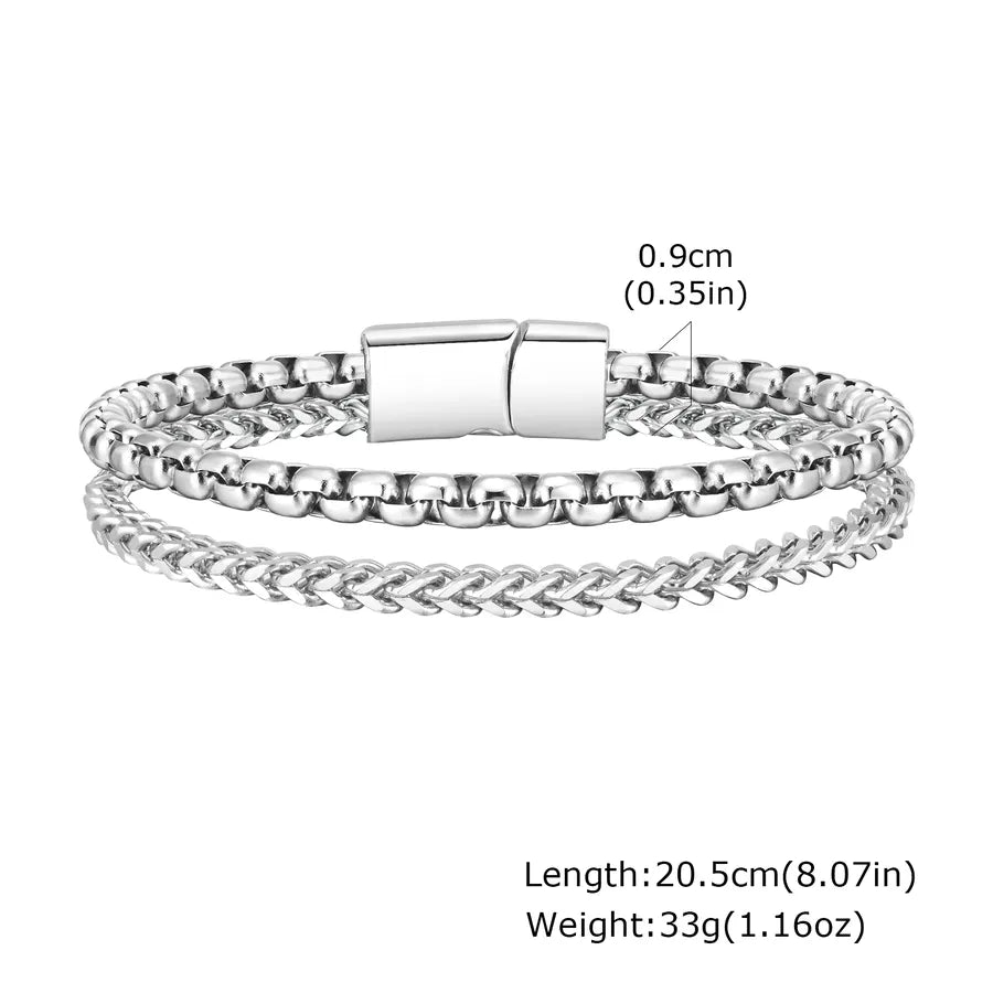 Hip-Hop Vintage Style Geometric 201 Stainless Steel Chain Men's Bracelets Men Chain Bracelets