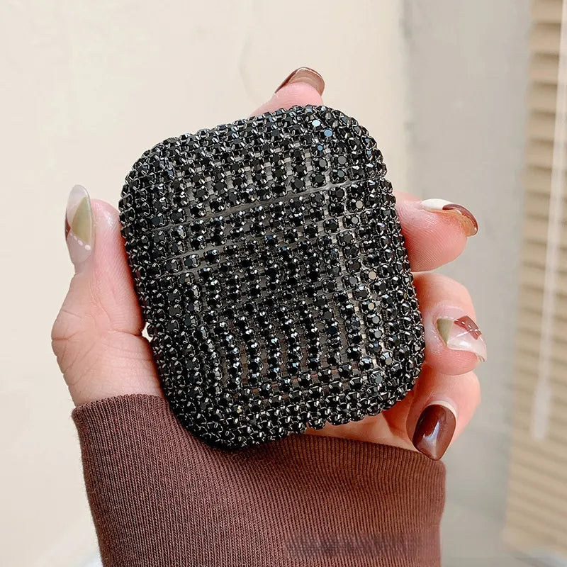 PC Rhinestone Solid Color Shiny Earphone case Phone Accessories