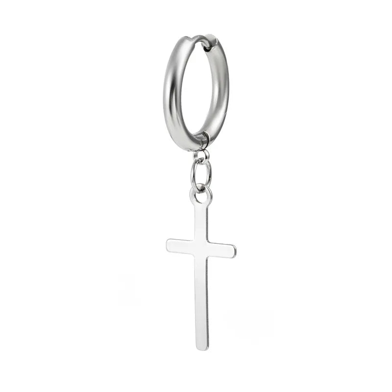 fashion cross heart shape stainless steel polishing drop earrings 1 piece