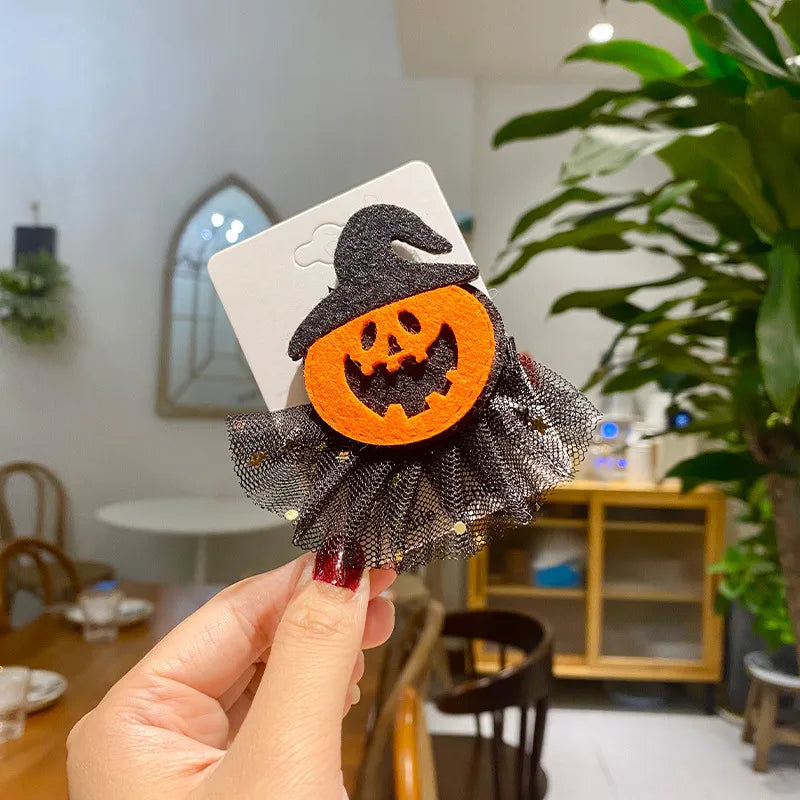 cartoon style pumpkin ghost alloy hair clip 1 piece