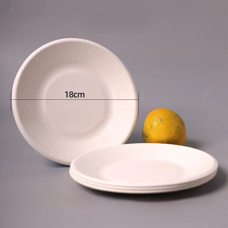 Disposable Sugarcane Pulp Paper Plate Dinner Plate Barbecue Cake Kindergarten Drawing DIY Paper Plate Thickened Pulp Plate