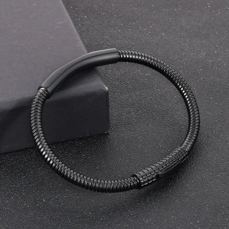 business simple style geometric stainless steel plating men's bangle