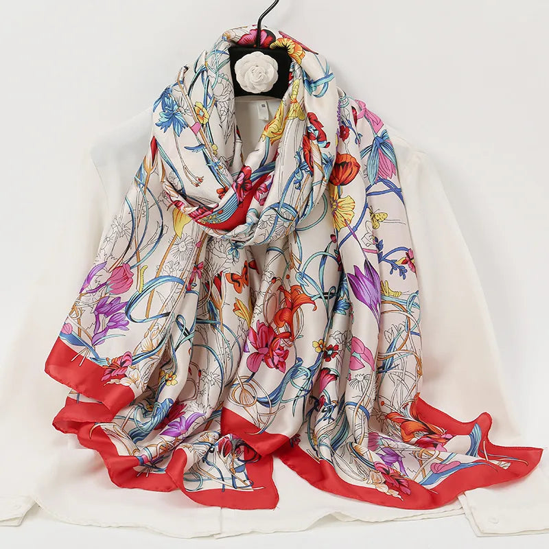 women's lady flower cloud brocade printing scarf