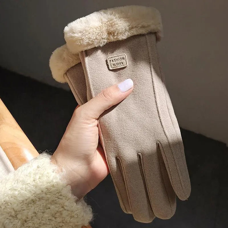 women's simple style solid color velvet polyester gloves 1 pair
