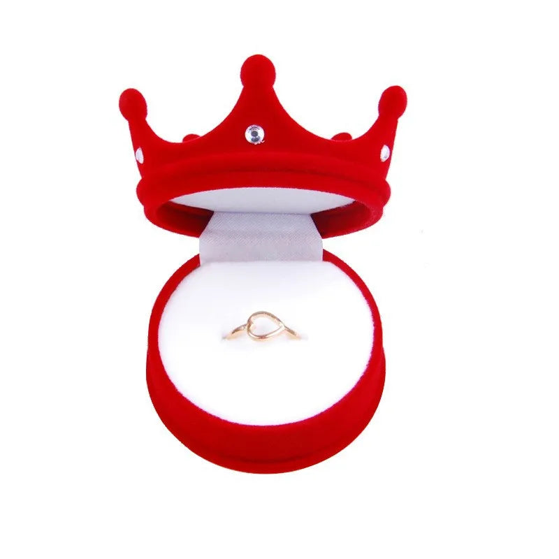 glam solid color flocking jewelry boxes
