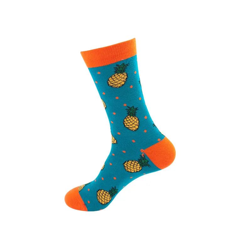 Unisex Cute Modern Style Stripe Pineapple Shark Cotton Jacquard Ankle Socks A Pair