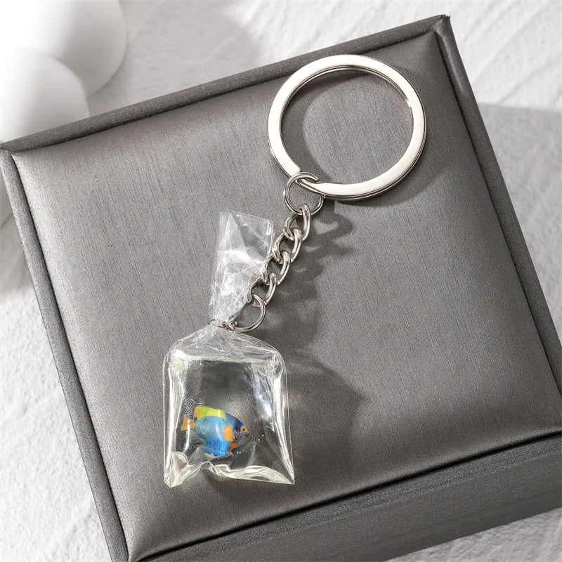 casual vintage style simple style fish resin bag pendant keychain