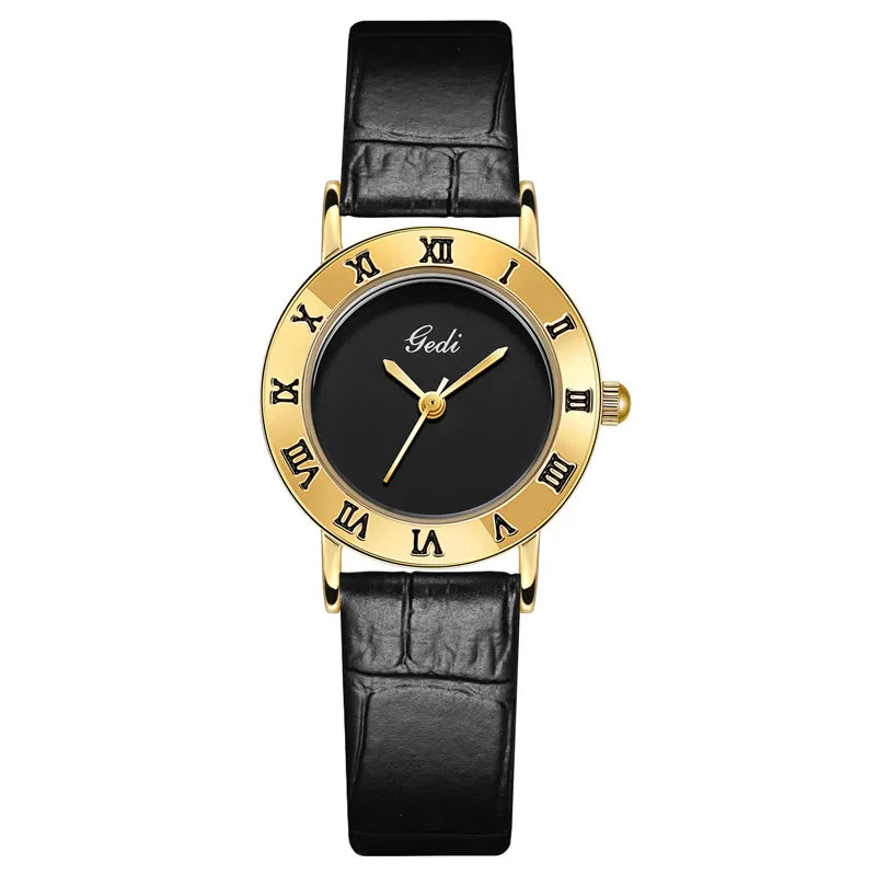 Retro Solid Color Buckle Quartz Watch Women's Watches